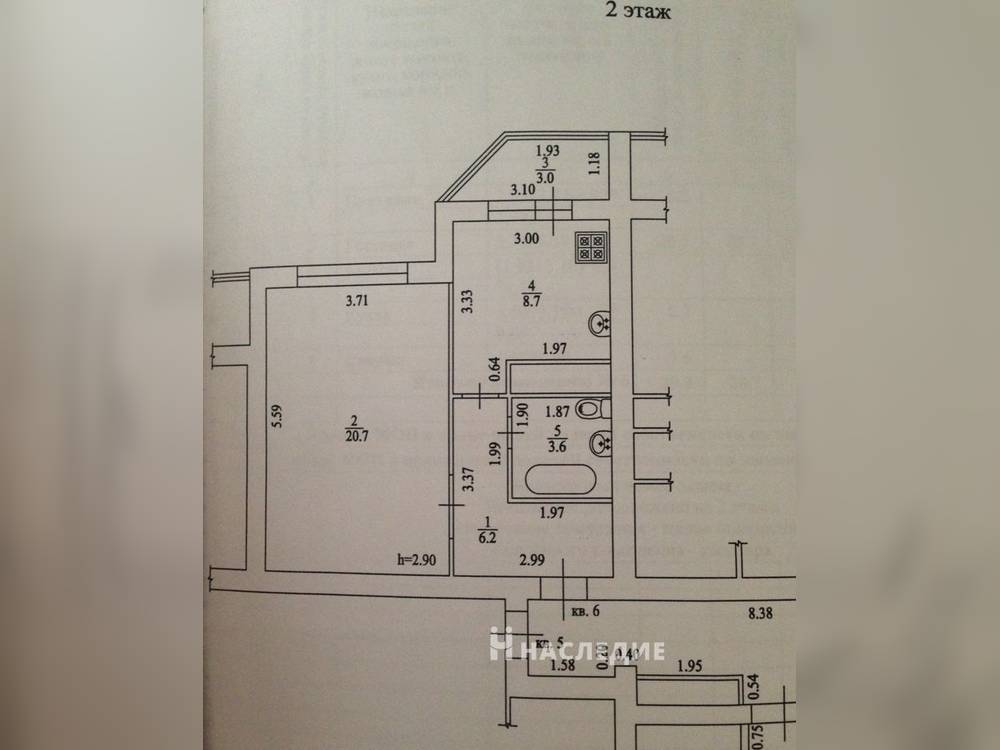1-комнатная квартира, 42 м2 2/12 этаж, Хостинский, Мацеста, ул. Фурманова - фото 11